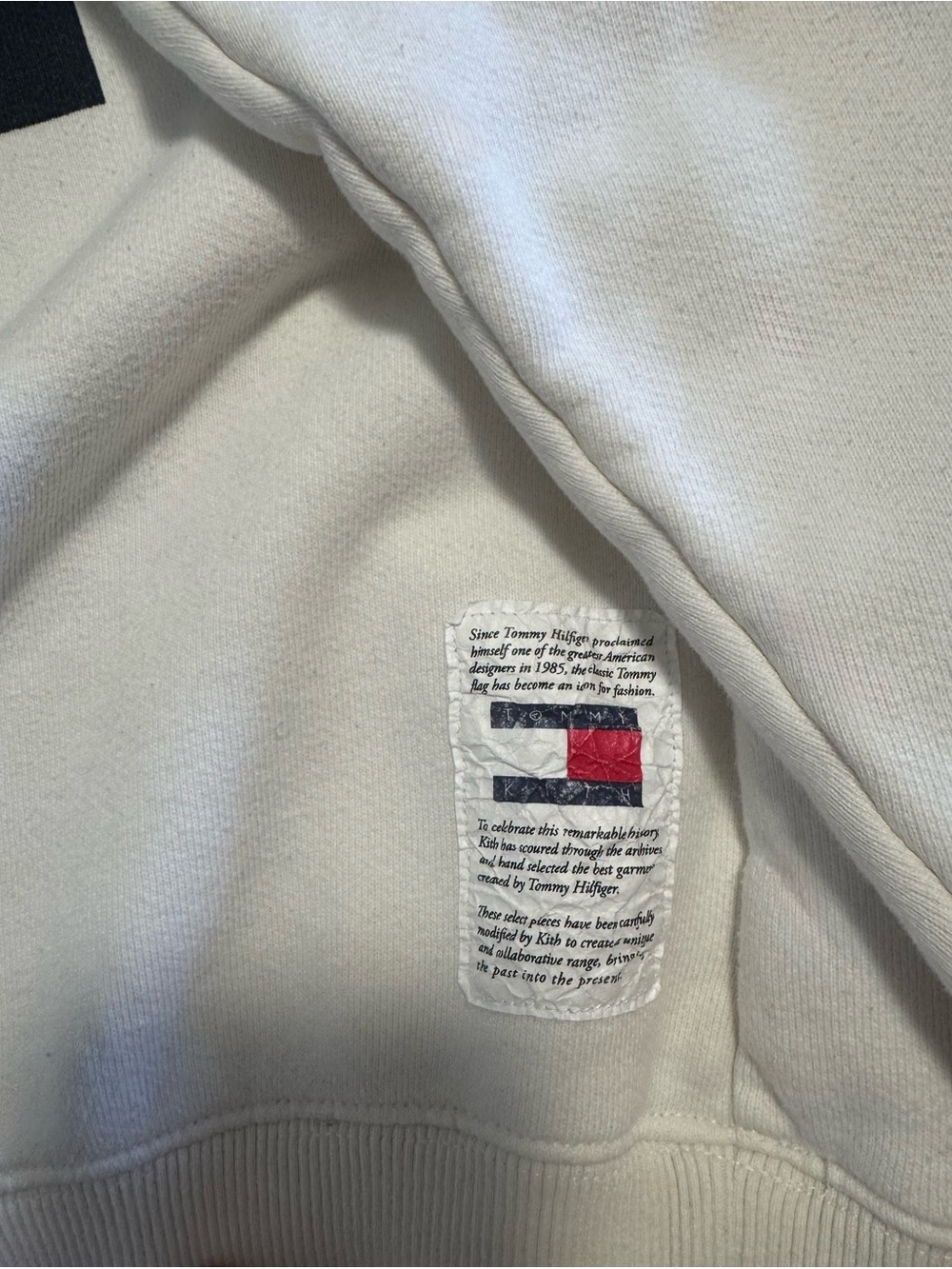 Kith x Tommy Hilfiger Cream Crewneck with Navy and Burgundy Logo - Picture 3 of 5